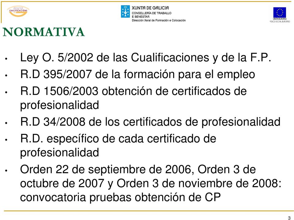 D 1506/2003 obtención de certificados de profesionalidad R.