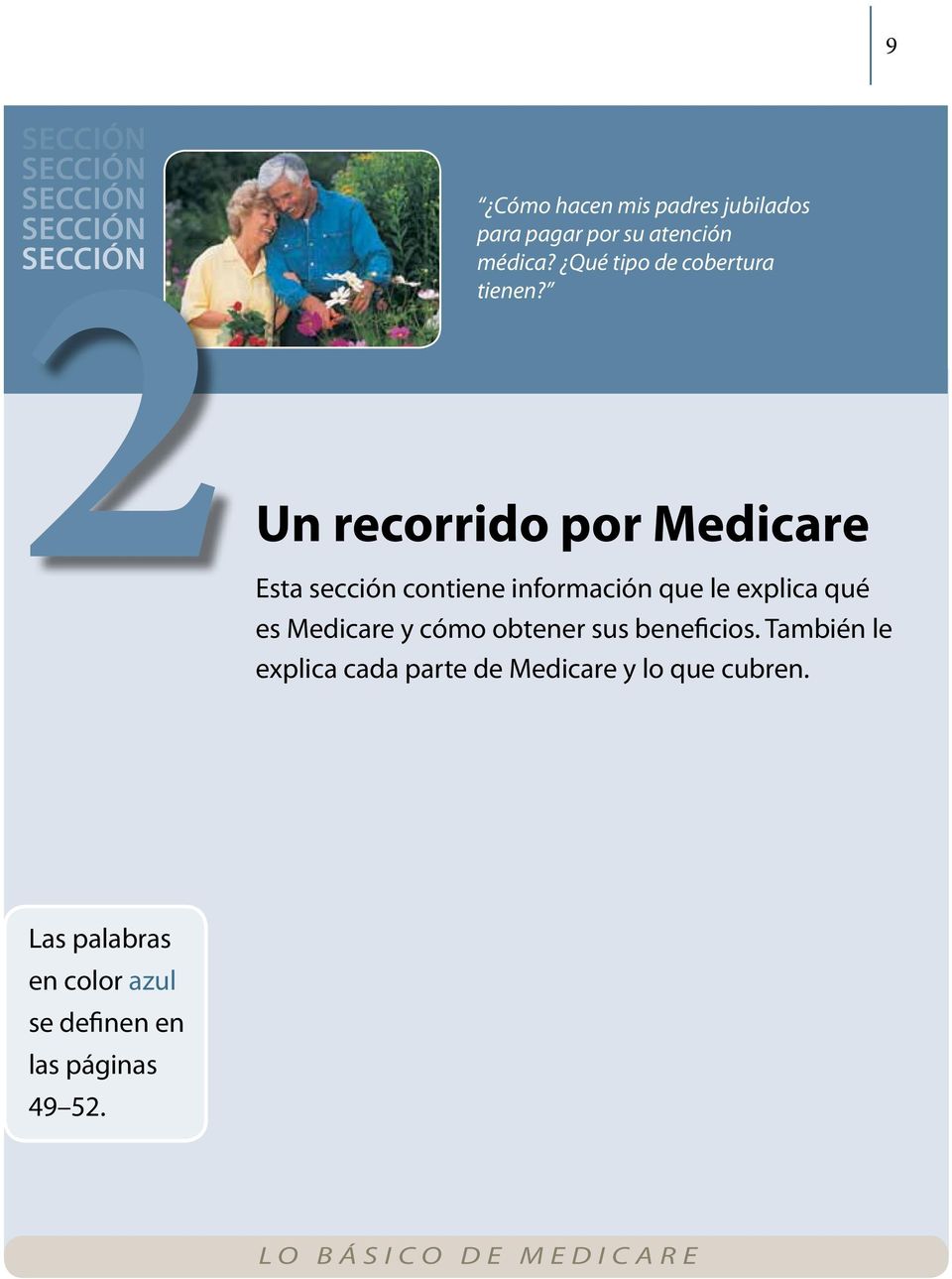 Un recorrido por Medicare Esta sección contiene información que le explica qué es Medicare y cómo