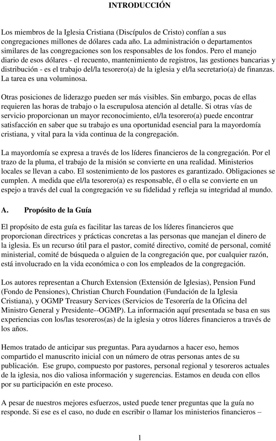GUÍA PARA LOS TESOREROS DE LAS CONGREGACIONES DE IGLESIA CRISTIANA  (DISCÍPULOS DE CRISTO) - PDF Descargar libre