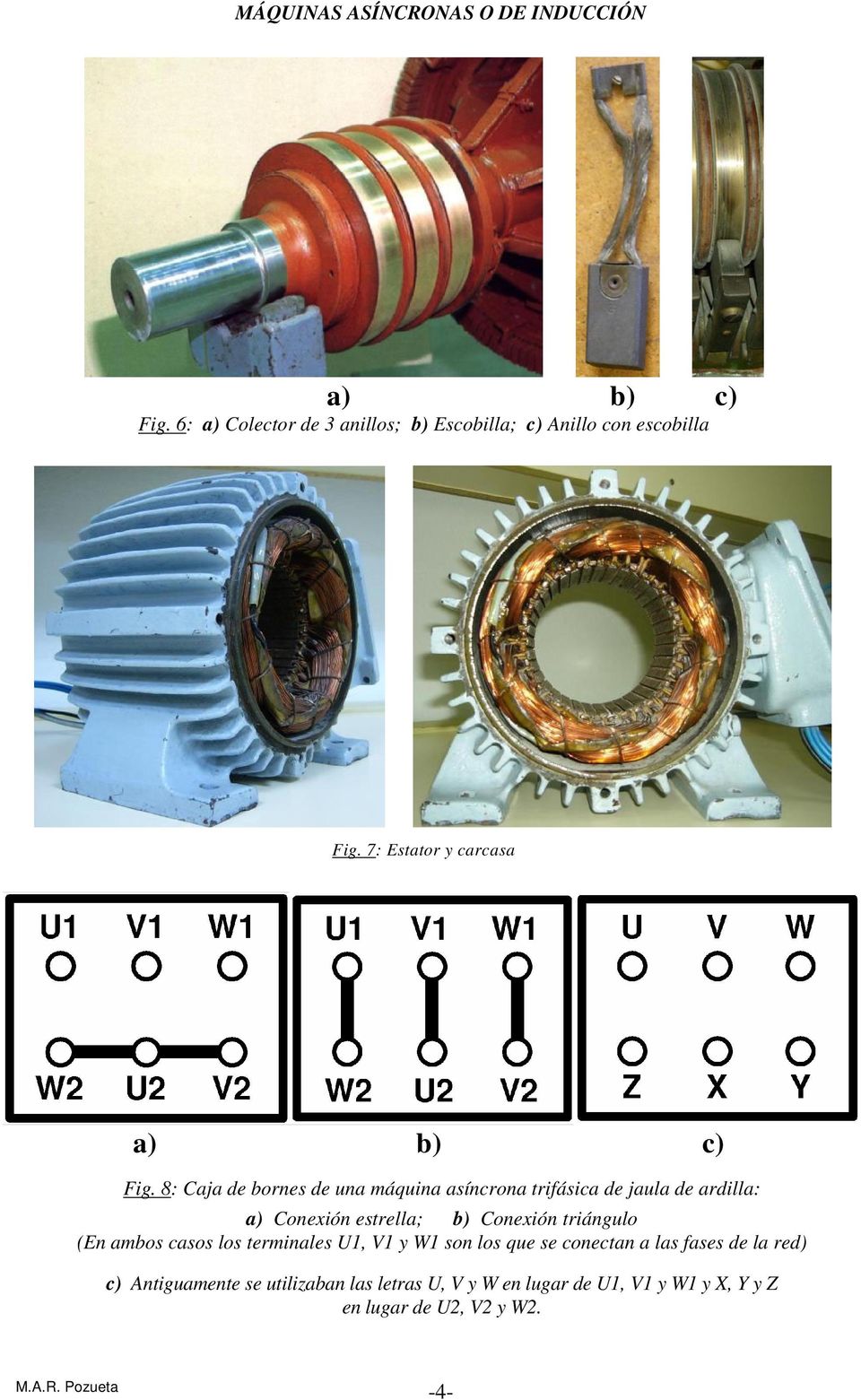 8: Caja de borne de una máquina aíncrona trifáica de jaula de ardilla: a) Conexión etrella; b) Conexión