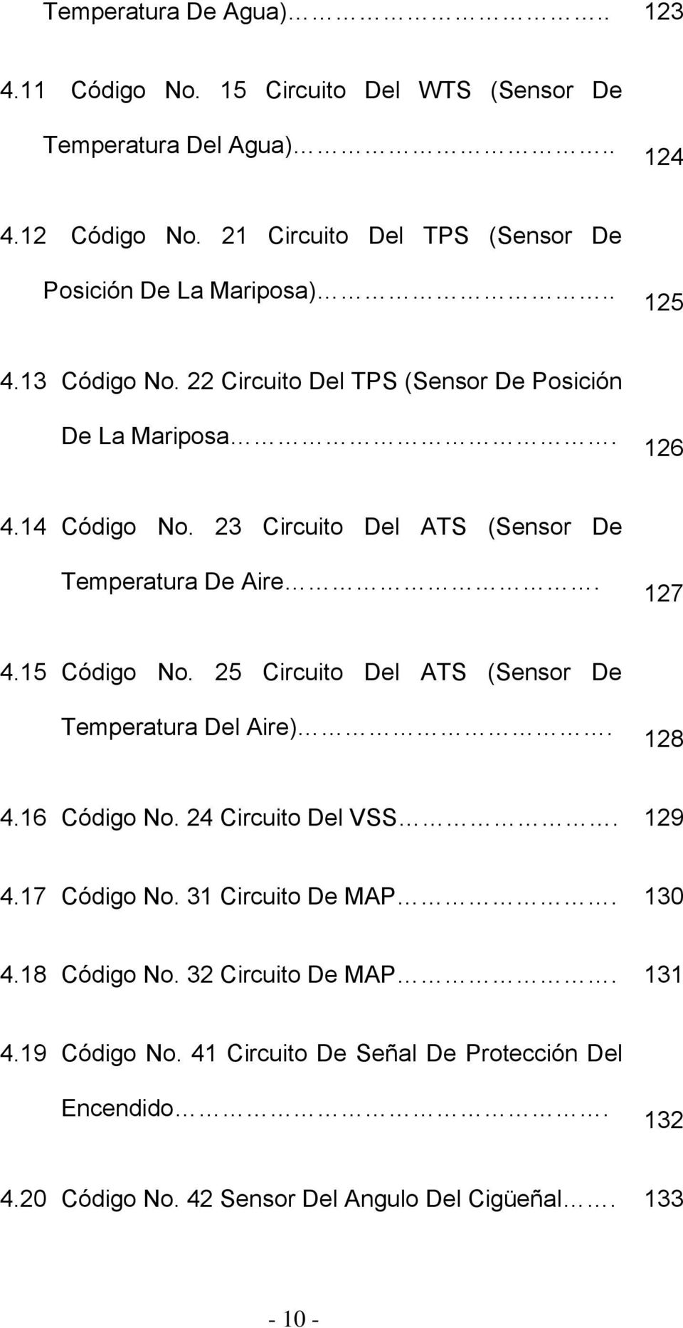 23 Circuito Del ATS (Sensor De Temperatura De Aire. 127 4.15 Código No. 25 Circuito Del ATS (Sensor De Temperatura Del Aire). 128 4.16 Código No.