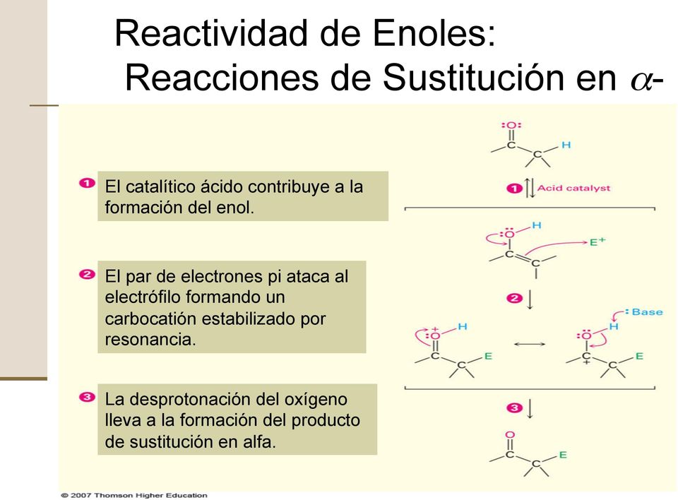 El par de electrones pi ataca al electrófilo formando un carbocatión
