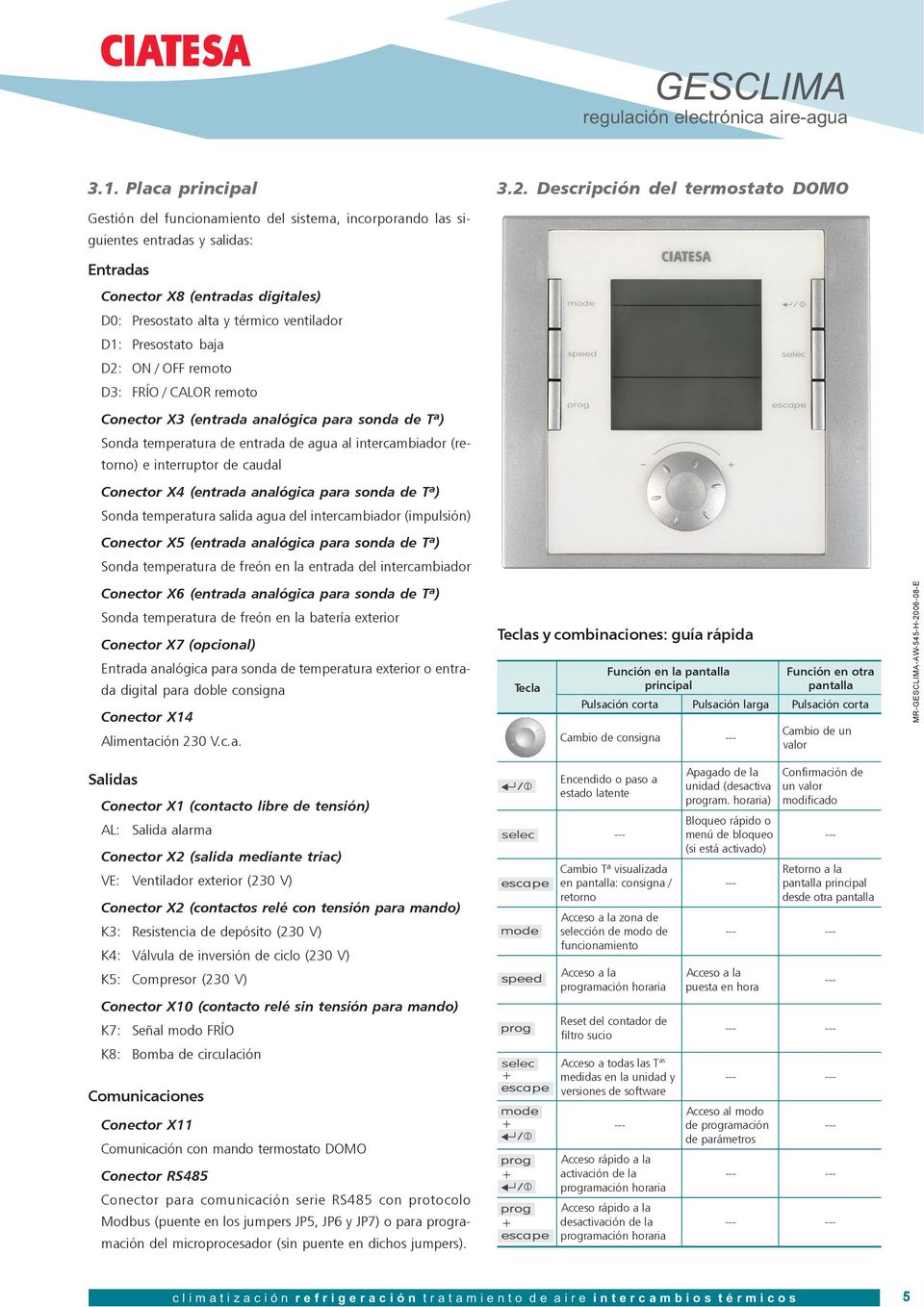 MANUAL DE REGULACIÓN. regulación electrónica GESCLIMA. equipos aire-agua Nº 545 H 2006 / - PDF Free Download