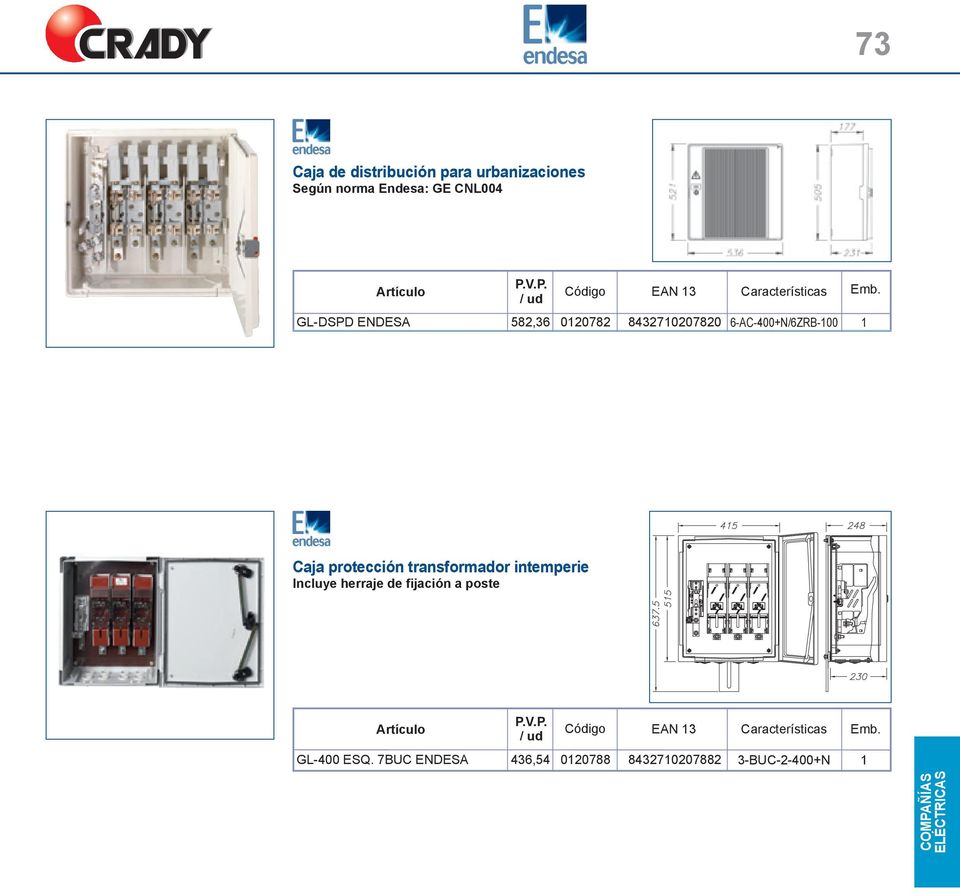 6-AC-400+N/6ZRB-00 Caja protección transformador intemperie Incluye