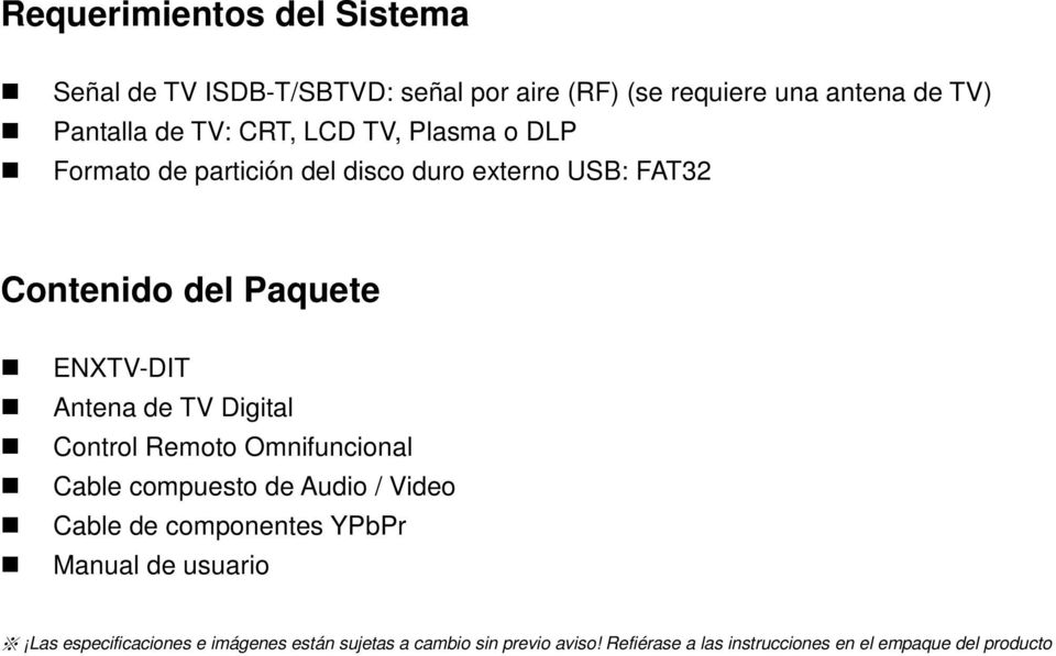 TV Digital Control Remoto Omnifuncional Cable compuesto de Audio / Video Cable de componentes YPbPr Manual de usuario Las