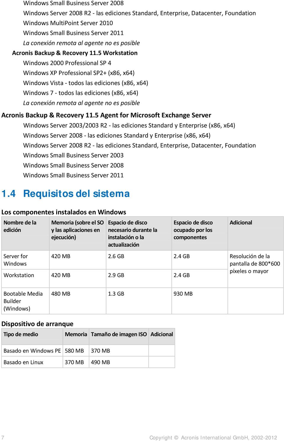 5 Workstation Windows 2000 Professional SP 4 Windows XP Professional SP2+ (x86, x64) Windows Vista - todos las ediciones (x86, x64) Windows 7 - todos las ediciones (x86, x64) La conexión 5 Agent for