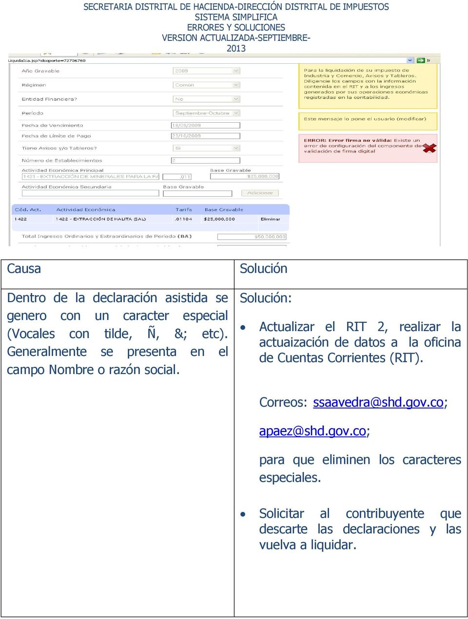 : Actualizar el RIT 2, realizar la actuaización de datos a la oficina de Cuentas Corrientes (RIT).