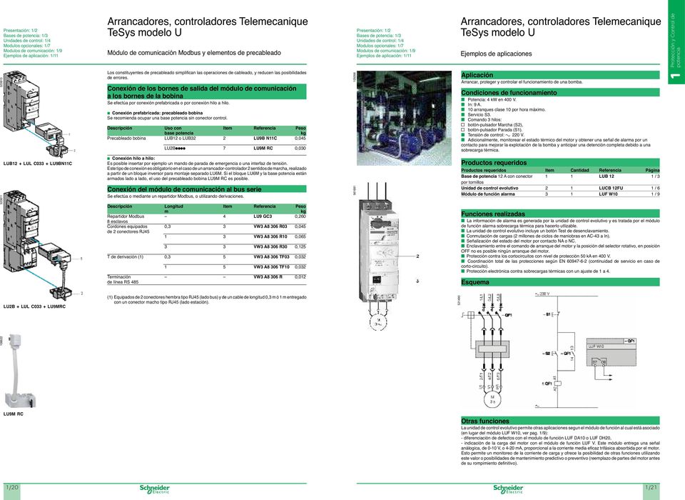 controladores Telemecanique TeSys modelo U Ejemplos de aplicaciones 52083 Los constituyentes de precableado simplifican las operaciones de cableado, y reducen las posibilidades de errores.