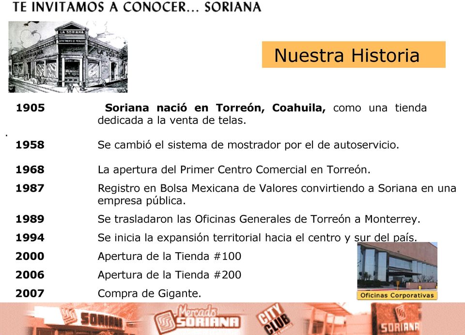 Registro en Bolsa Mexicana de Valores convirtiendo a Soriana en una empresa pública.