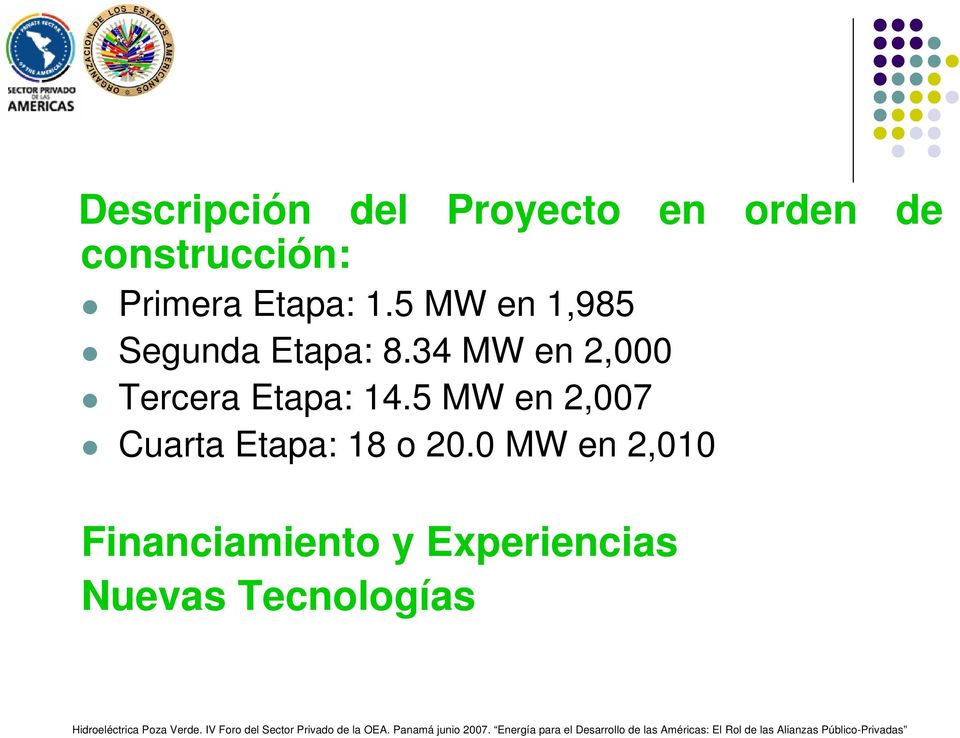 34 MW en 2,000 Tercera Etapa: 14.