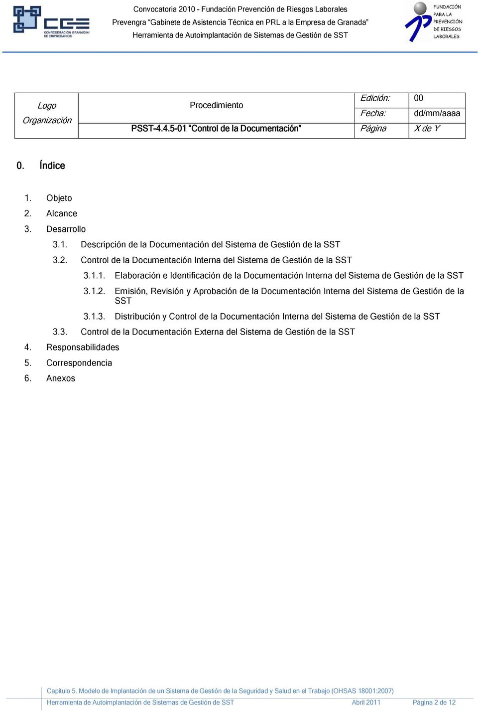 Emisión, Revisión y Aprobación de la Documentación Interna del Sistema de Gestión de la SST 3.