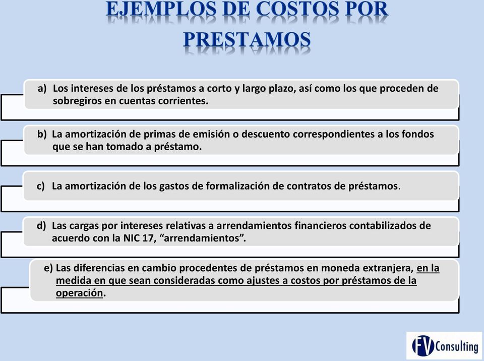 c) La amortización de los gastos de formalización de contratos de préstamos.