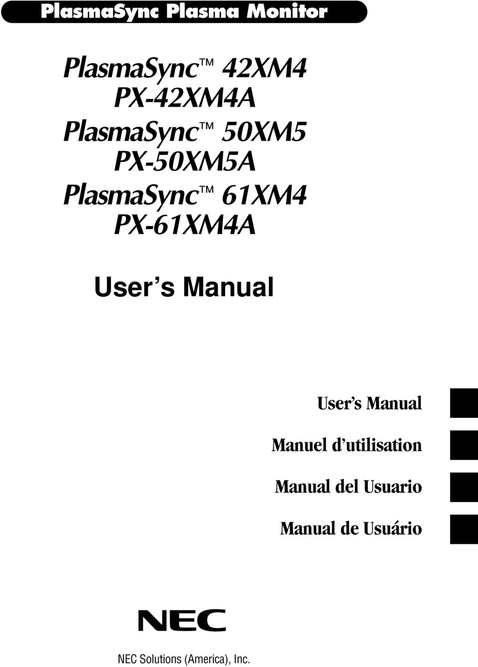 User s Manual User s Manual Manuel d utilisation Manual