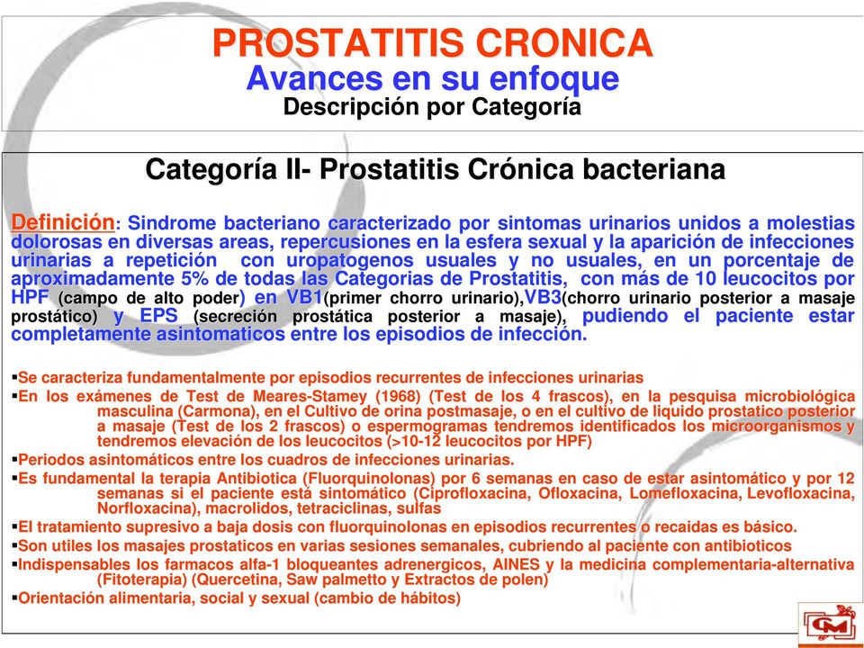 prostatitis cronica tratamiento gpc