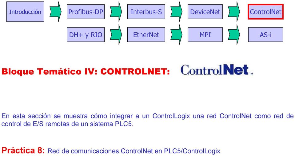 ControlLogix una red ControlNet como red de control de E/S remotas de