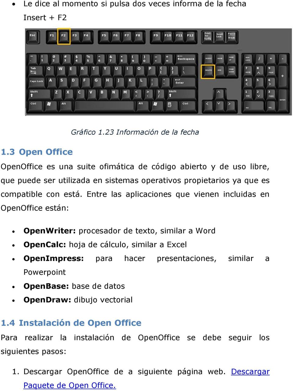 Entre las aplicaciones que vienen incluidas en OpenOffice están: OpenWriter: procesador de texto, similar a Word OpenCalc: hoja de cálculo, similar a Excel OpenImpress: para hacer