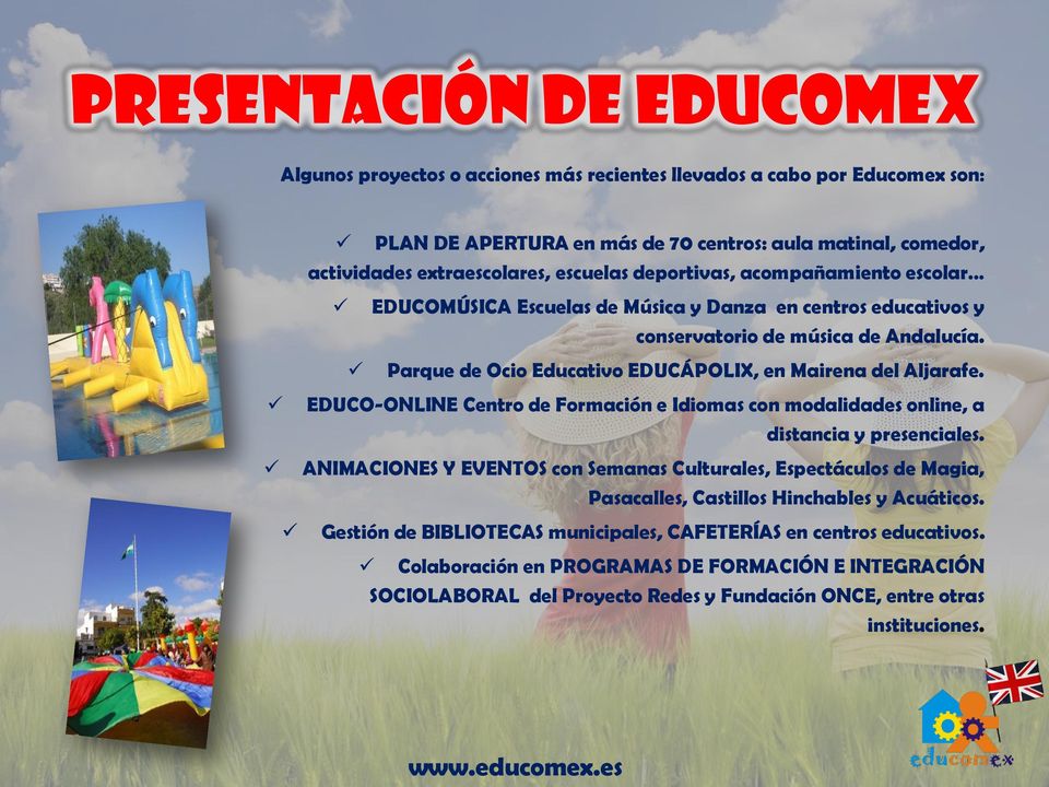 Parque de Ocio Educativo EDUCÁPOLIX, en Mairena del Aljarafe. EDUCO-ONLINE Centro de Formación e Idiomas con modalidades online, a distancia y presenciales.