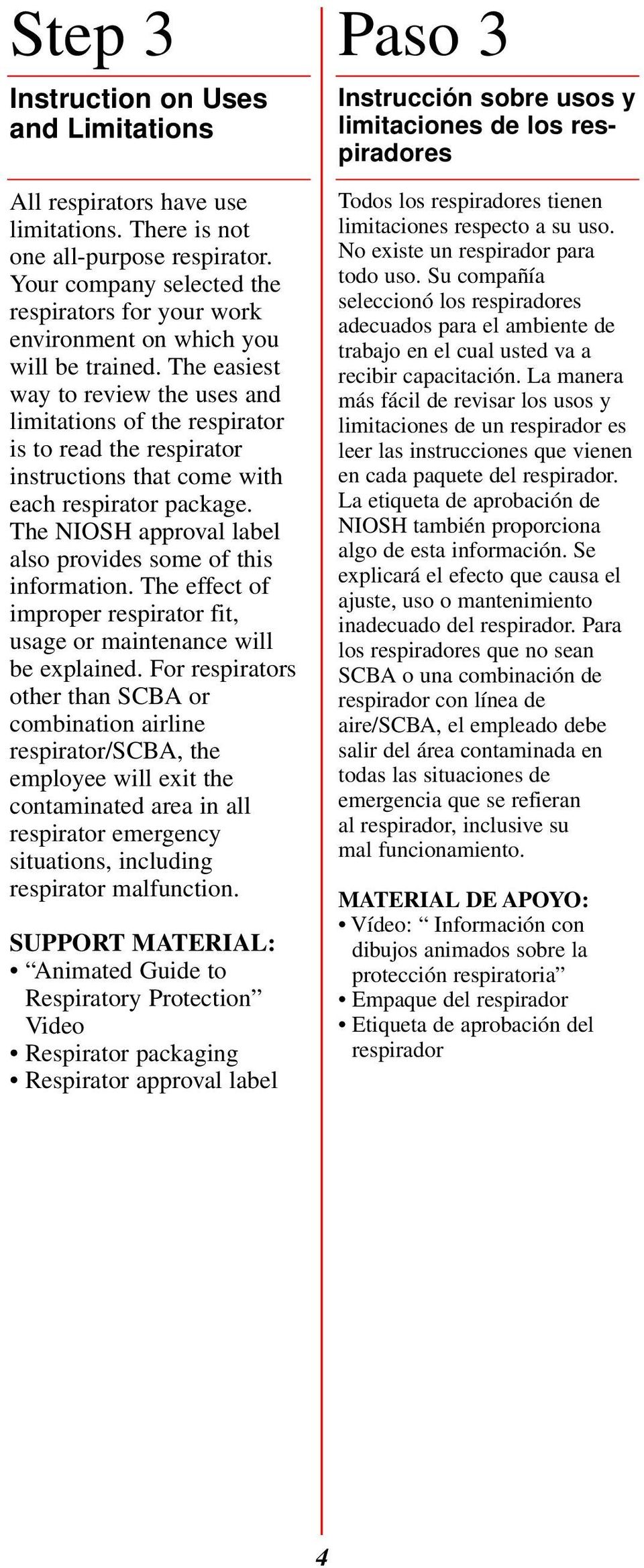 The easiest way to review the uses and limitations of the respirator is to read the respirator instructions that come with each respirator package.