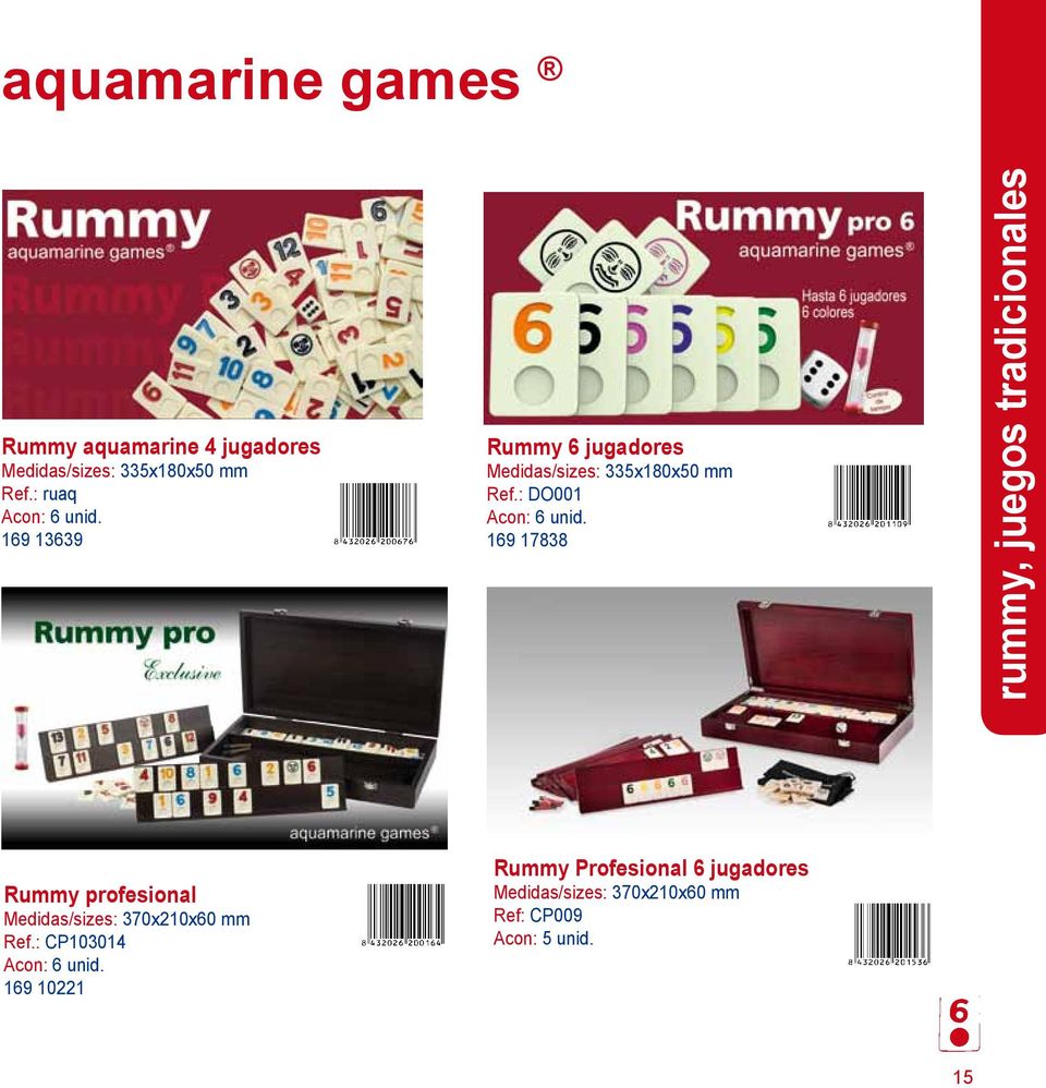 169 17838 rummy, juegos tradicionales Rummy profesional Medidas/sizes: 370x210x60 mm Ref.