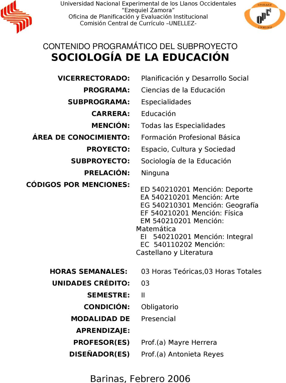 Desarrollo Social Ciencias de la Educación Especialidades Educación Todas las Especialidades Formación Profesional Básica Espacio, Cultura y Sociedad Sociología de la Educación Ninguna ED 540210201