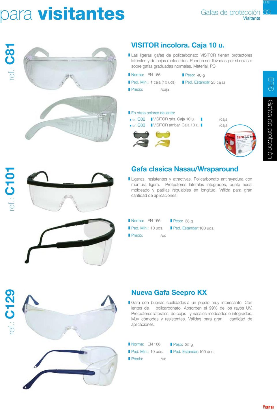Gafas Seguridad Visión Panorámica, transparentes con ajuste elástico.  UNE-EN 166 skrc, comprar online