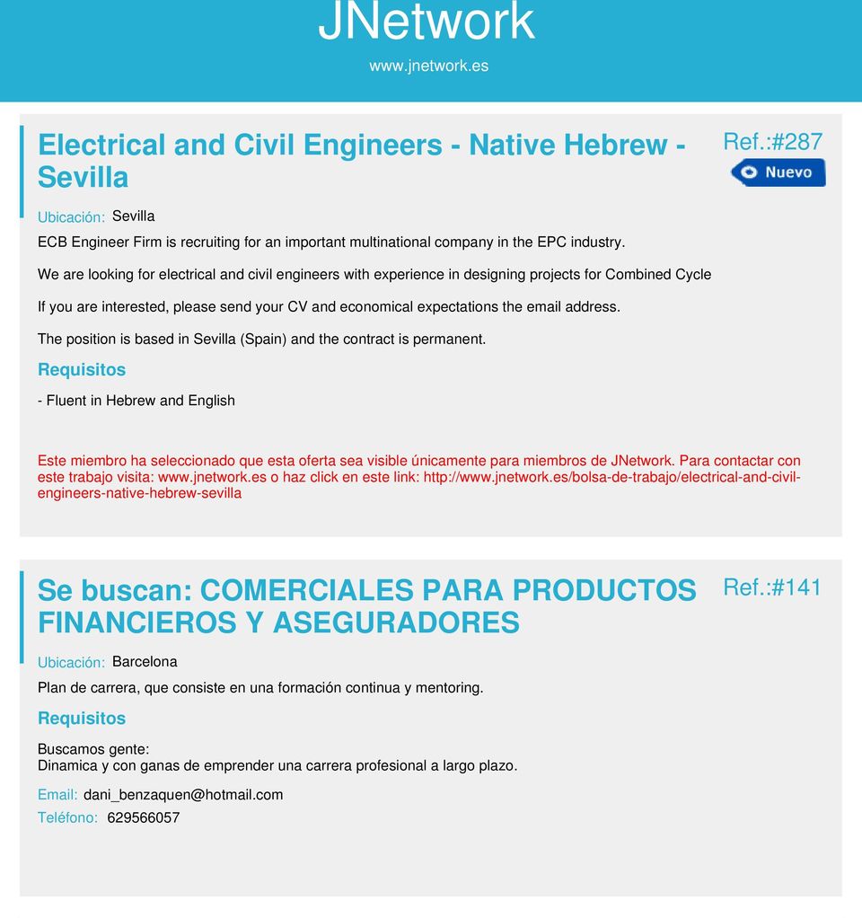 The position is based in Sevilla (Spain) and the contract is permanent.