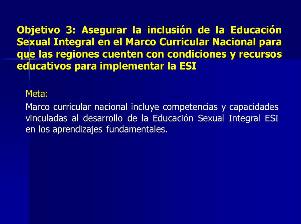 para implementar la ESI Meta: Marco curricular nacional incluye competencias y