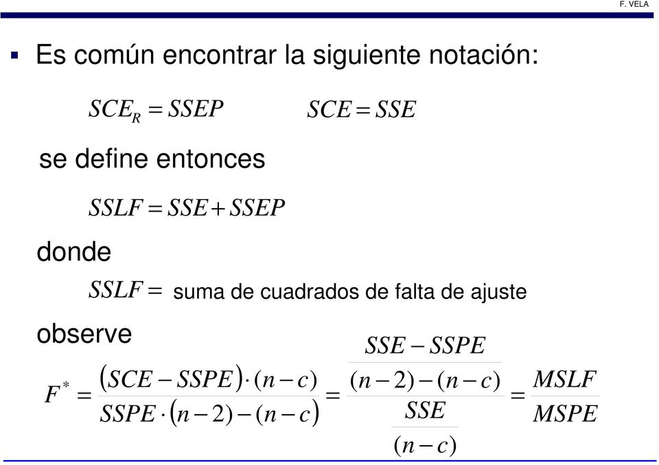 suma de cuadrados de falta de ajuste SSE SSPE ( SCE SSPE) (