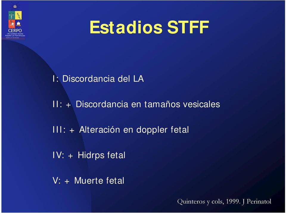 Alteración en doppler fetal IV: + Hidrps