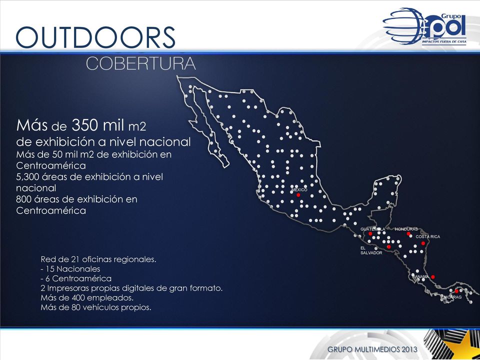 GUATEMALA HONDURAS COSTA RICA Red de 21 oficinas regionales.