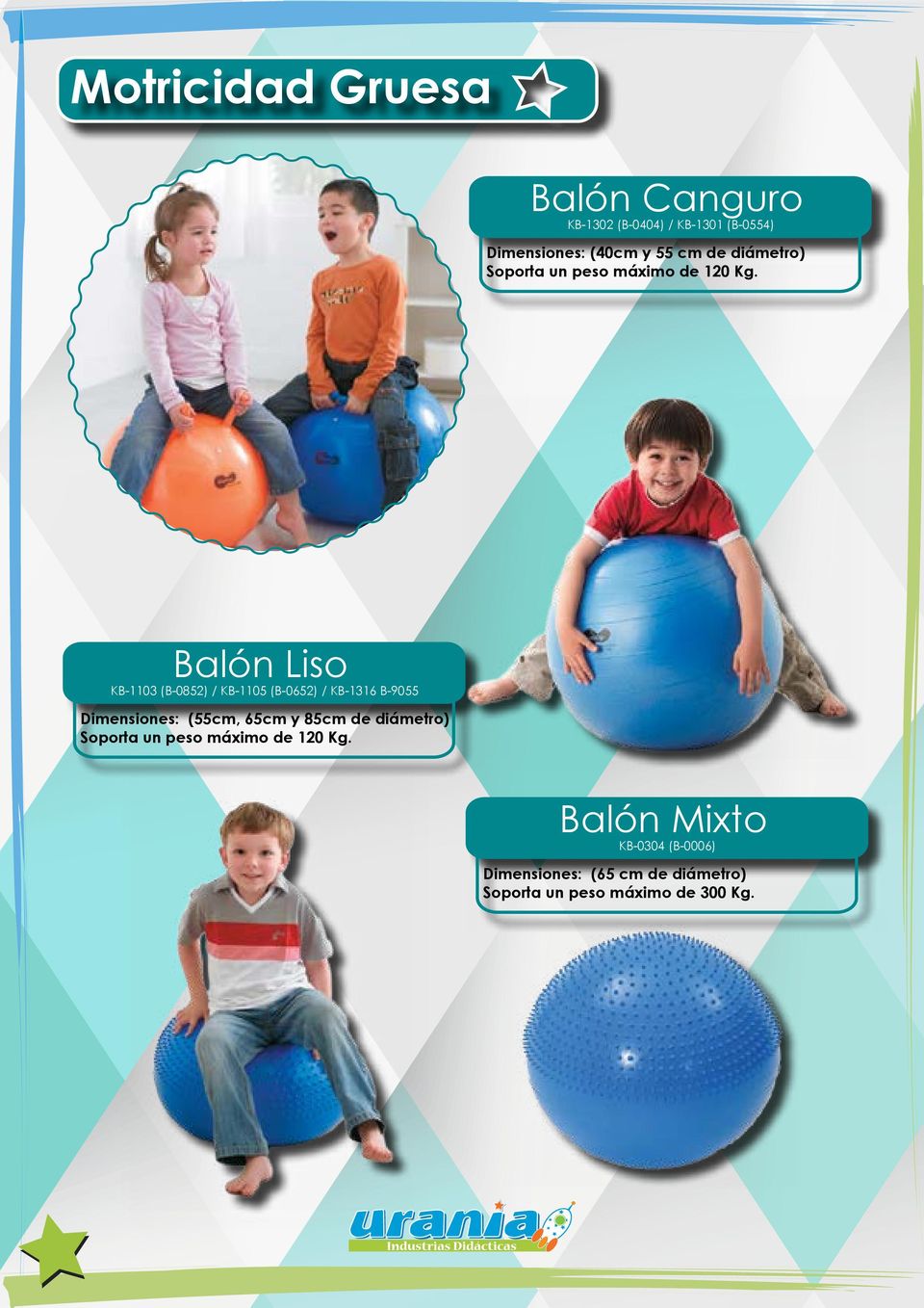 Balón Liso KB-1103 (B-0852) / KB-1105 (B-0652) / KB-1316 B-9055 (55cm, 65cm y 85cm de