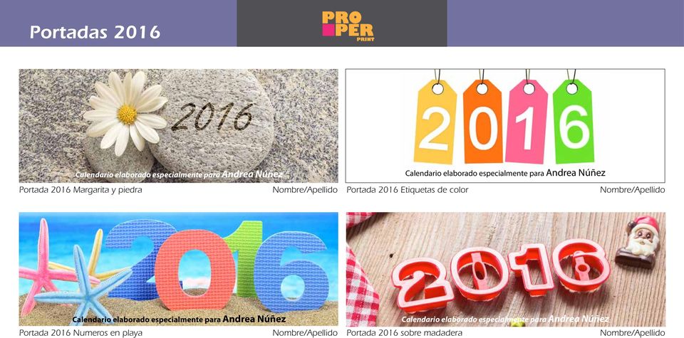 Etiquetas de color Calendario elaborado especialmente para Andrea Núñez Portada 2016