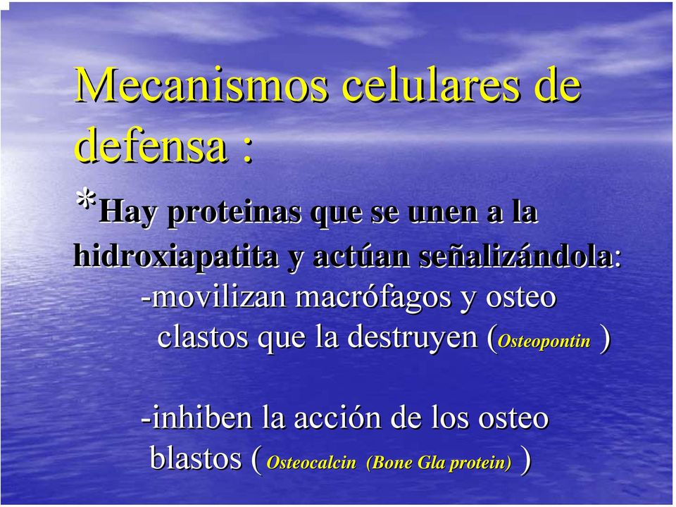 macrófagos y osteo clastos que la destruyen (Osteopontin )