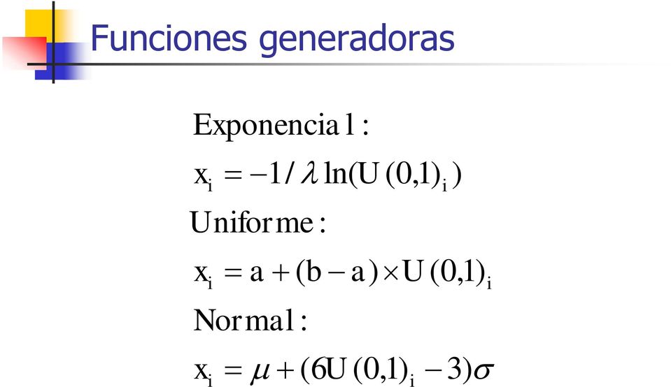 (0,1) Uniforme : x i i a ( b