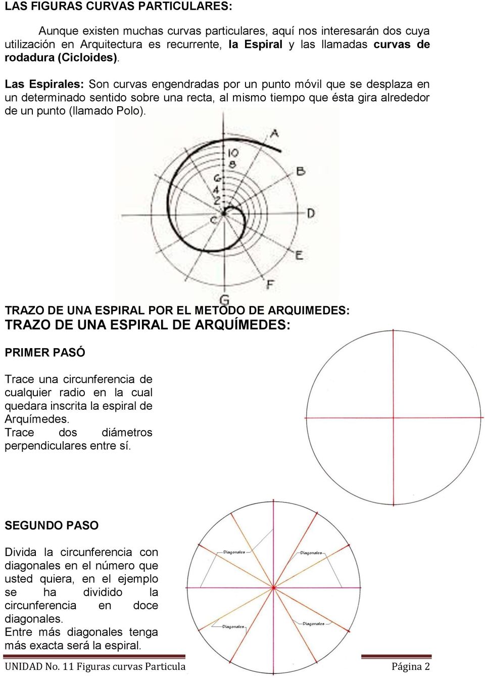 TRAZO DE UNA ESPIRAL POR EL METODO DE ARQUIMEDES: TRAZO DE UNA ESPIRAL DE ARQUÍMEDES: PRIMER PASÓ Trace una circunferencia de cualquier radio en la cual quedara inscrita la espiral de Arquímedes.