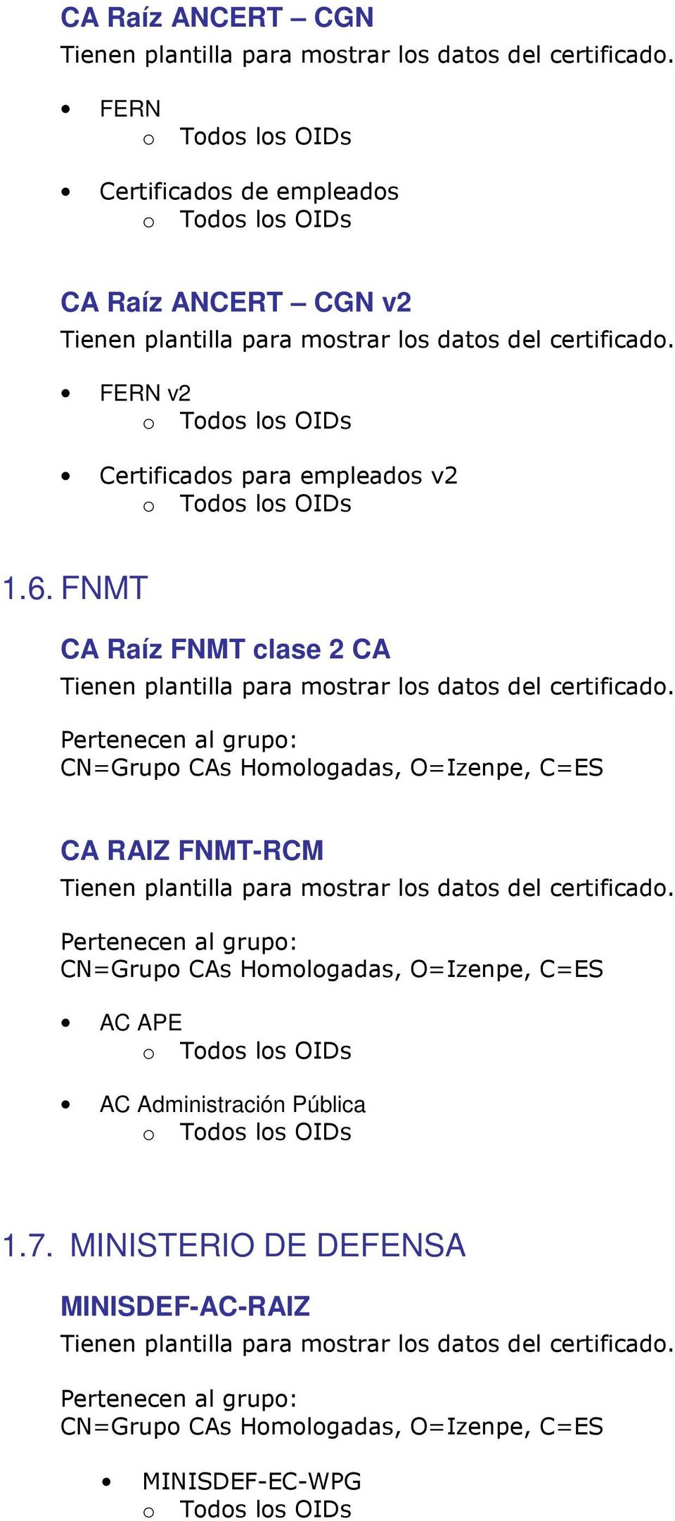 FNMT CA Raíz FNMT clase 2 CA CA RAIZ FNMT-RCM AC APE AC