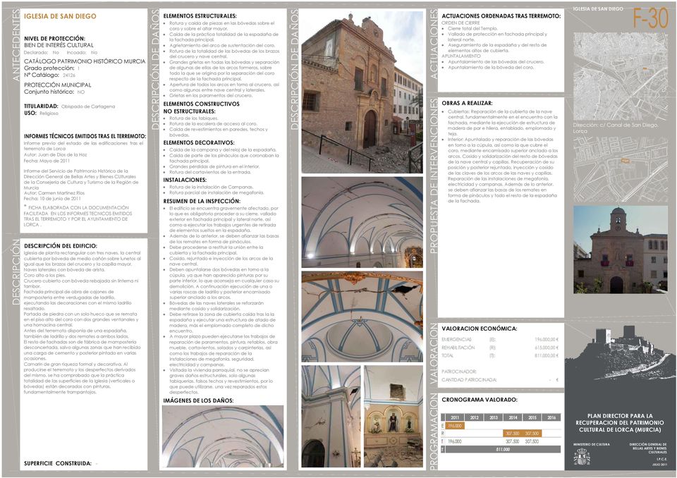 Obispado de Cartagena ESTRUCTURALES: Rotura de los tabiques. Rotura de la escalera de acceso al coro.