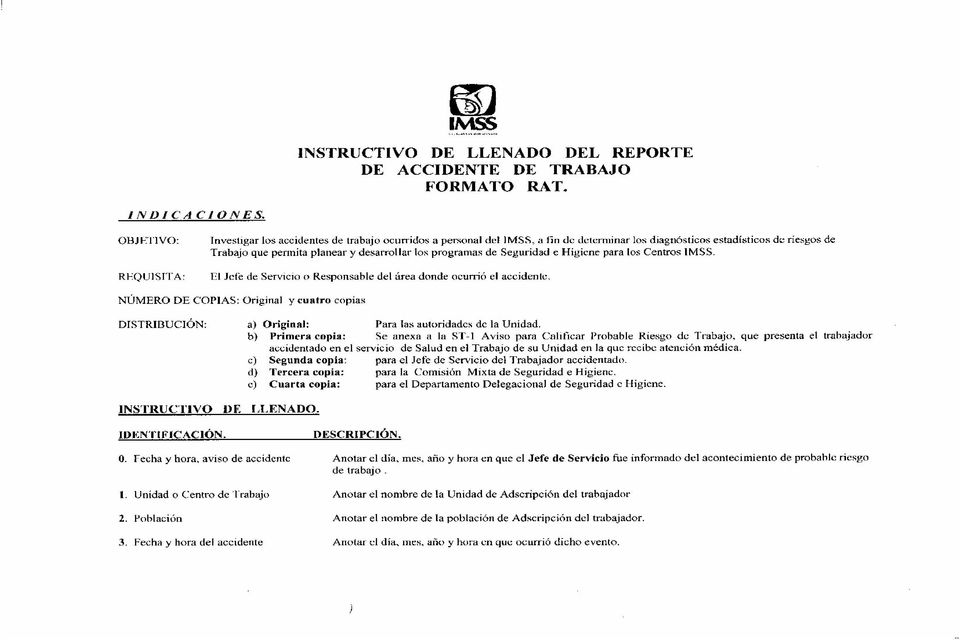 INSTRUCTIVO DE LLENADO DEL FORMATO RAT REPORTE DE ACCIDENTE DE TRABAJO -  PDF Descargar libre