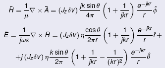 Fuente elemental Pasamos el vector A a coordenadas esféricas para obtener la expresión de los campos eléctrico y magnético: