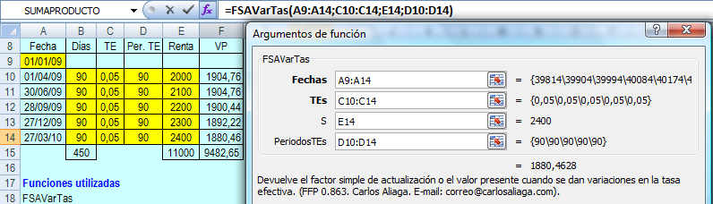 146 Carlos Aliaga Figura 5.21 Modelo 5.11 que obtiene el valor presente de una anualidad general con variaciones en las rentas. Utiliza la FFP FSAVarTas. [ ] [ ] [ ] [ ] 12.