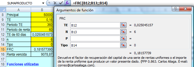 148 Carlos Aliaga Figura 5.25 Modelo 5.15 que obtiene la renta uniforme de una anualidad general. 16.