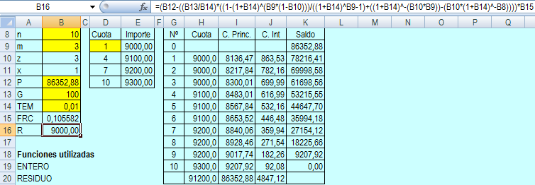 202 Carlos Aliaga Figura 6.36 Modelo 6.19 Valor presente de una anualidad cuyas rentas varían en un gradiente aritmético cada m número de rentas.