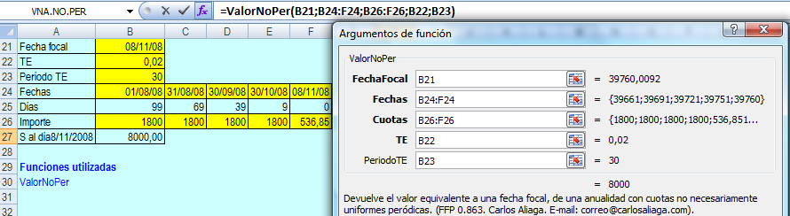 52 Carlos Aliaga Figura 2.39 Modelo 2.19a Cálculo de n en una anualidad vencida a parir de S. Con los datos S=8 000; TEM=0,02 y R=1 800; se calcula n.