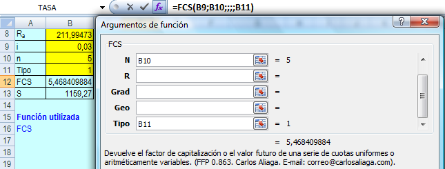 82 Carlos Aliaga Figura 3.10 Modelo 3.1c que obtiene el FRC y la renta uniforme de una anualidad simple anticipada a partir de un valor presente. Figura 3.11 Modelo 3.