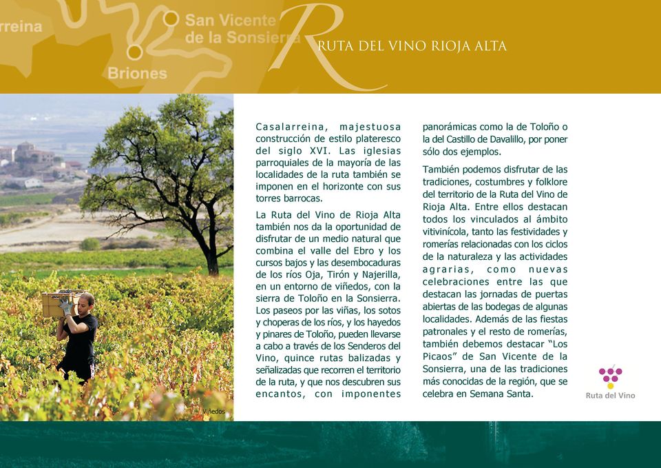 en un entorno de viñedos, con la sierra de Toloño en la Sonsierra.