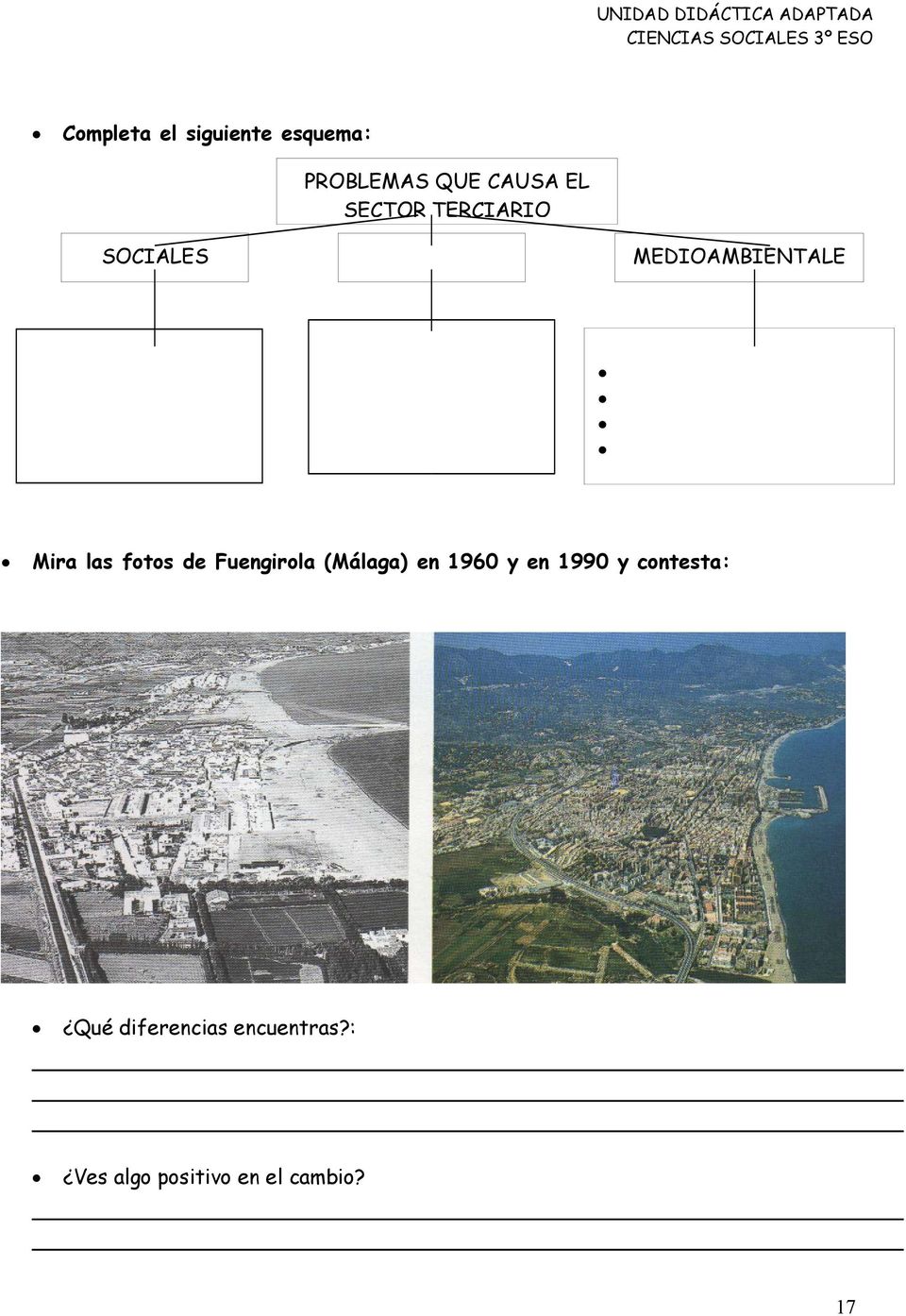 fotos de Fuengirola (Málaga) en 1960 y en 1990 y