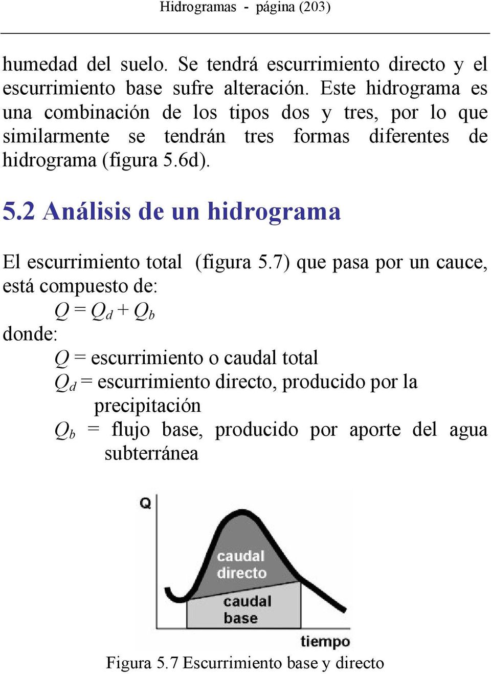 5.2 Análisis de un hidrograma El escurrimiento total (figura 5.