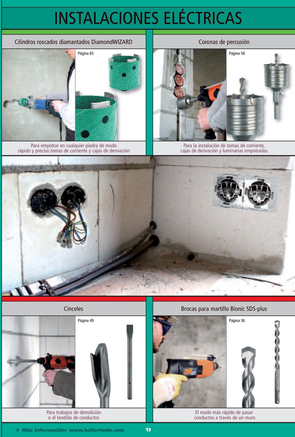 tomas de corriente, cajas de derivación y luminarias empotradas Cinceles Brocas para martillo Bionic SDS-plus Página 49