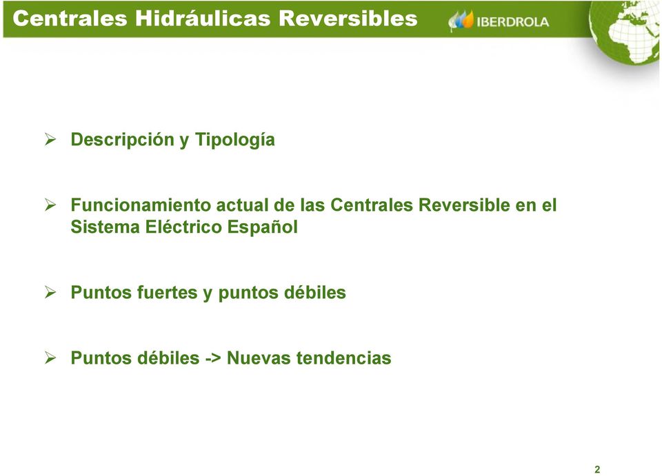 Reversible en el Sistema Eléctrico Español Puntos