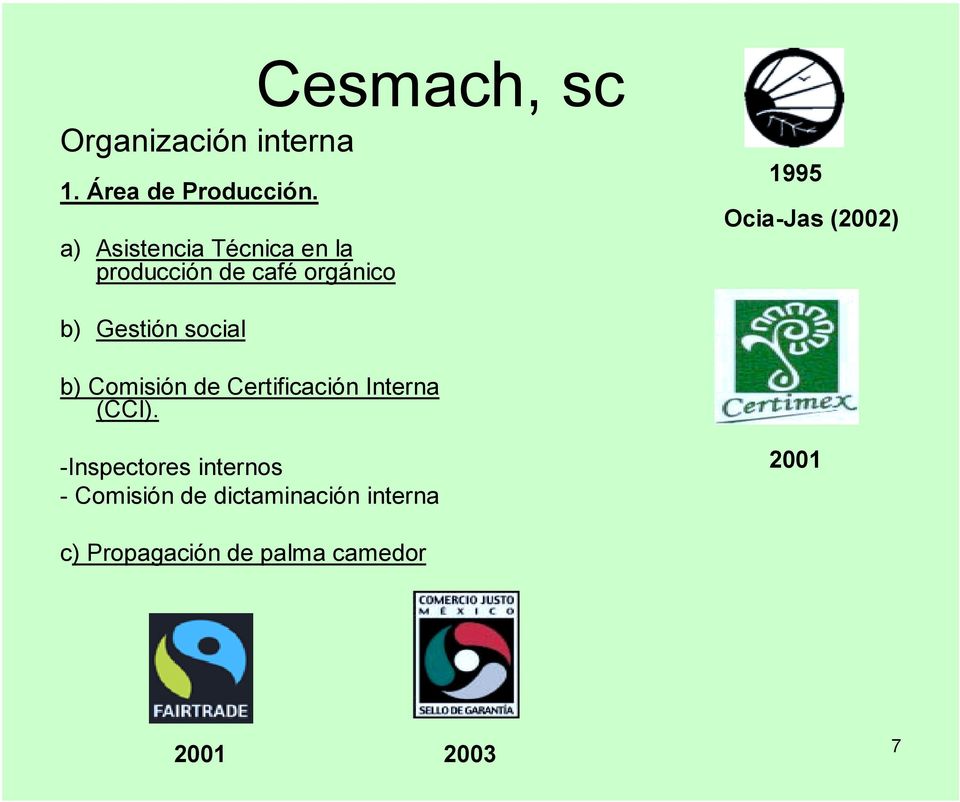 (2002) b) Gestión social b) Comisión de Certificación Interna (CCI).